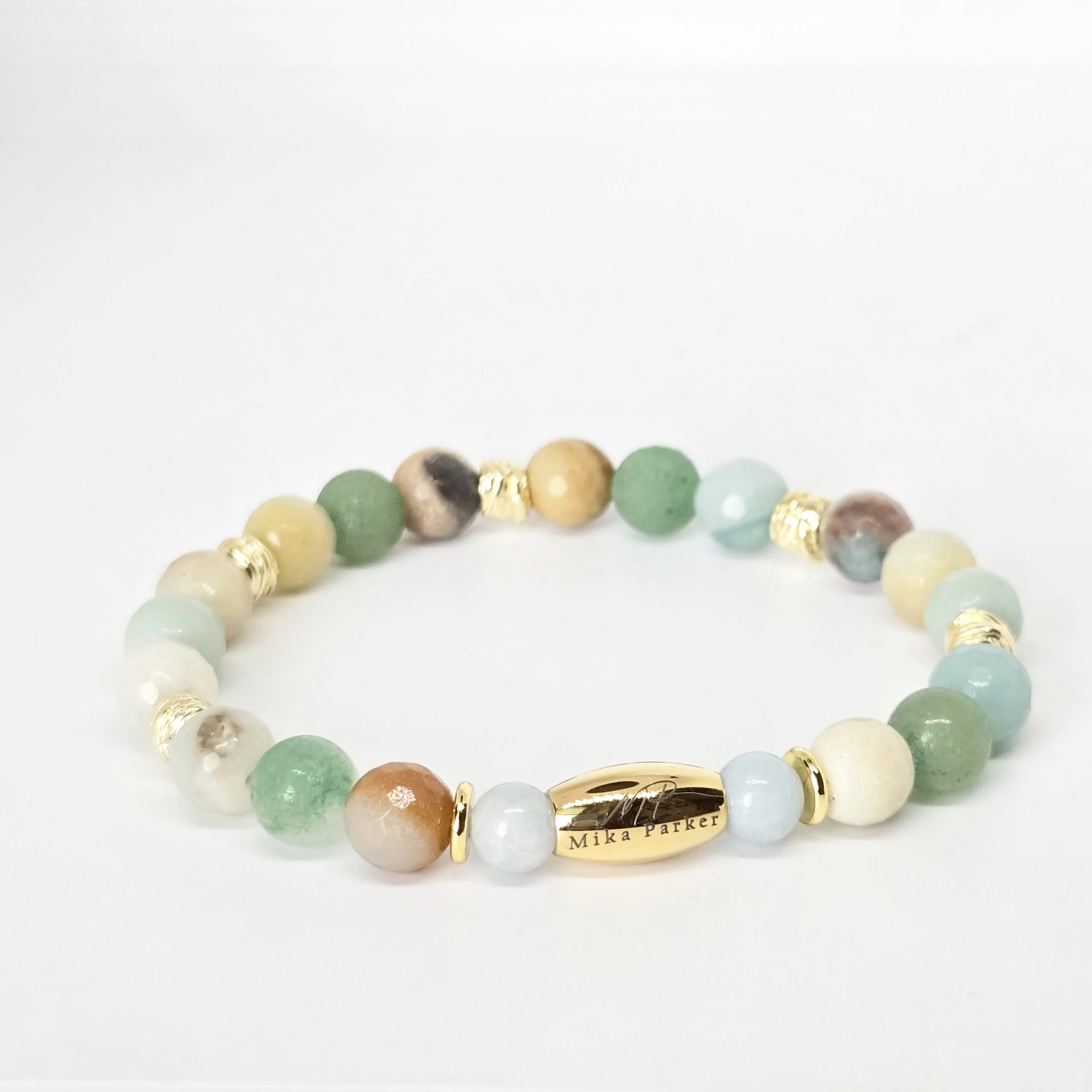 Amazonite & Aventurine — handmade gemstone bracelet by Mika, Tbilisi