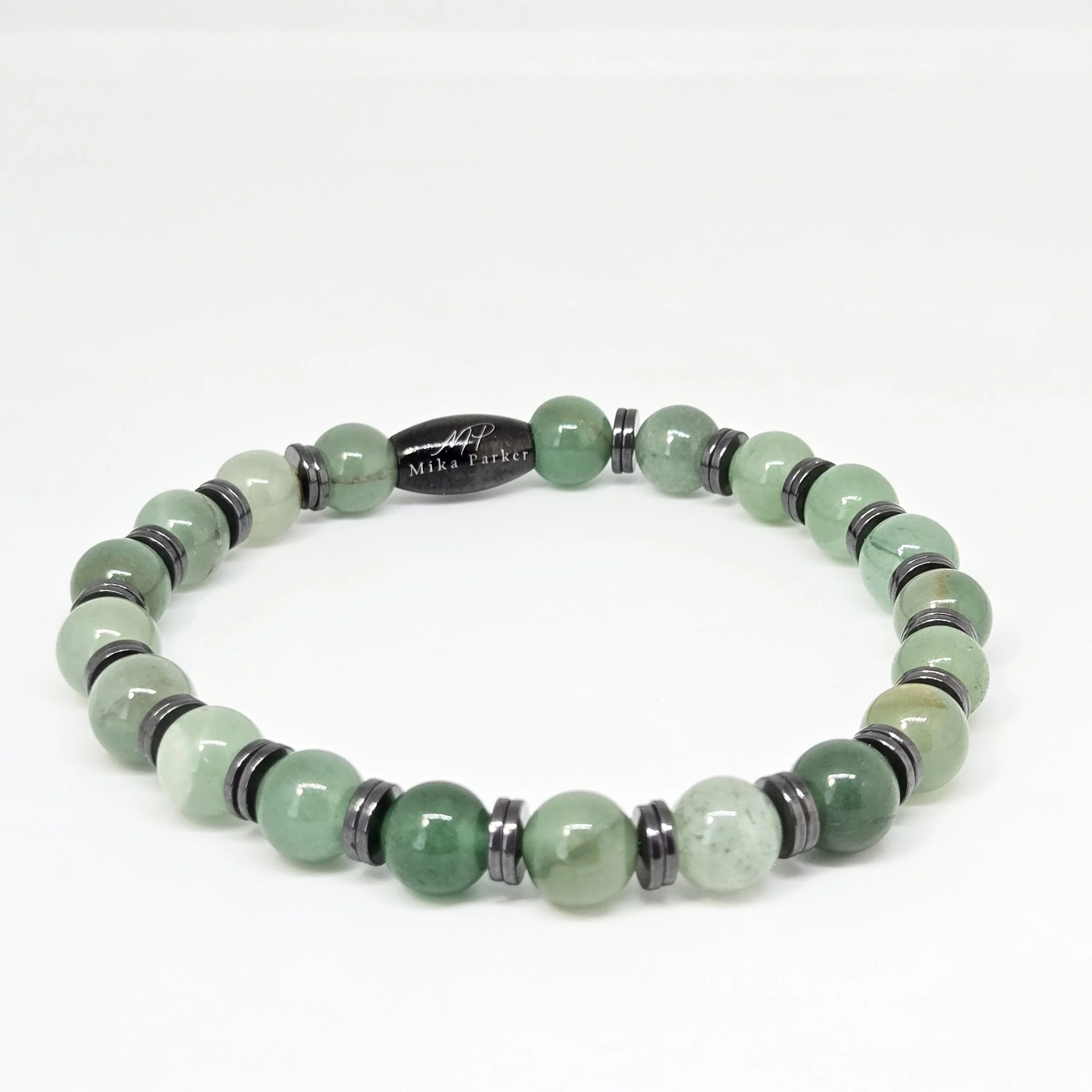 Aventurine with Hematite — handmade gemstone bracelet by Mika, Tbilisi