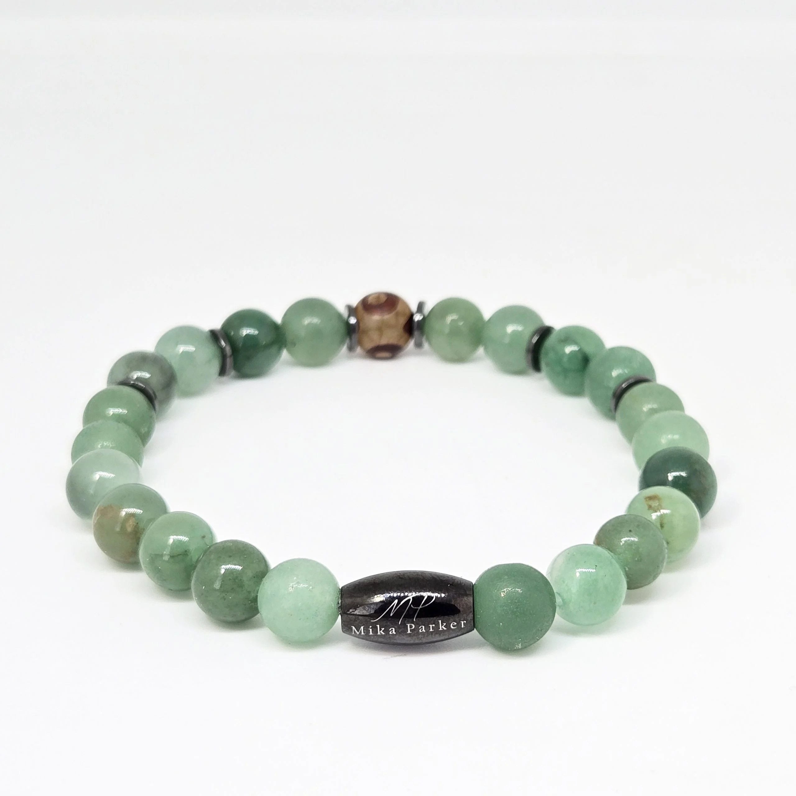 Aventurine with Tiger Eye — handmade gemstone bracelet by Mika, Tbilisi