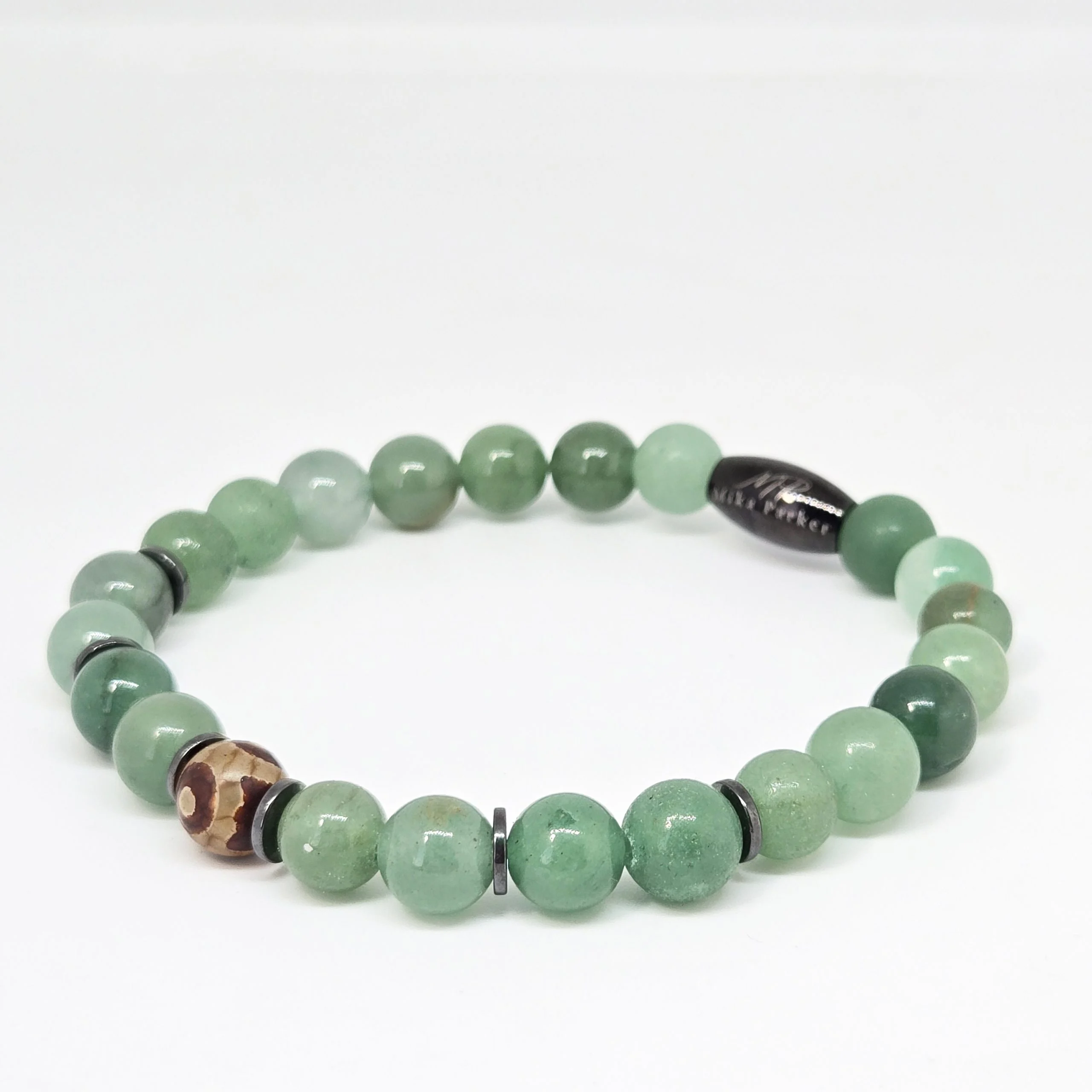 Aventurine with Tiger Eye — handmade gemstone bracelet by Mika, Tbilisi