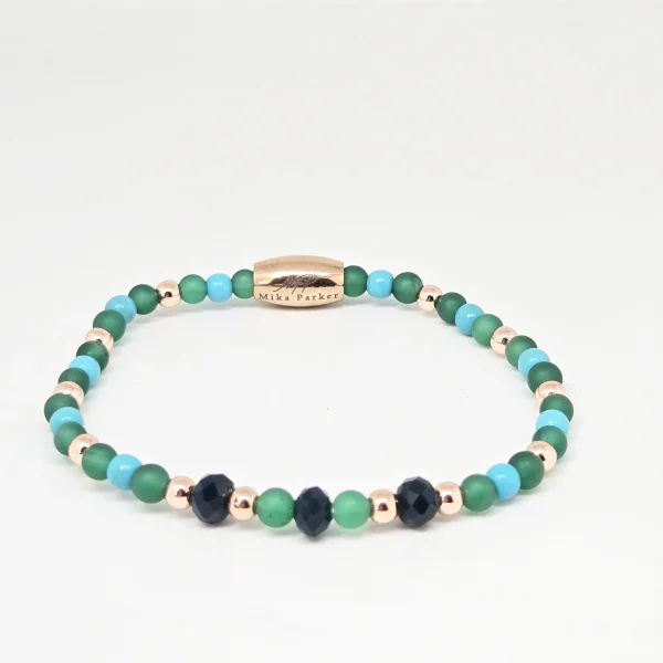 Green & Blue — handmade gemstone bracelet by Mika, Tbilisi