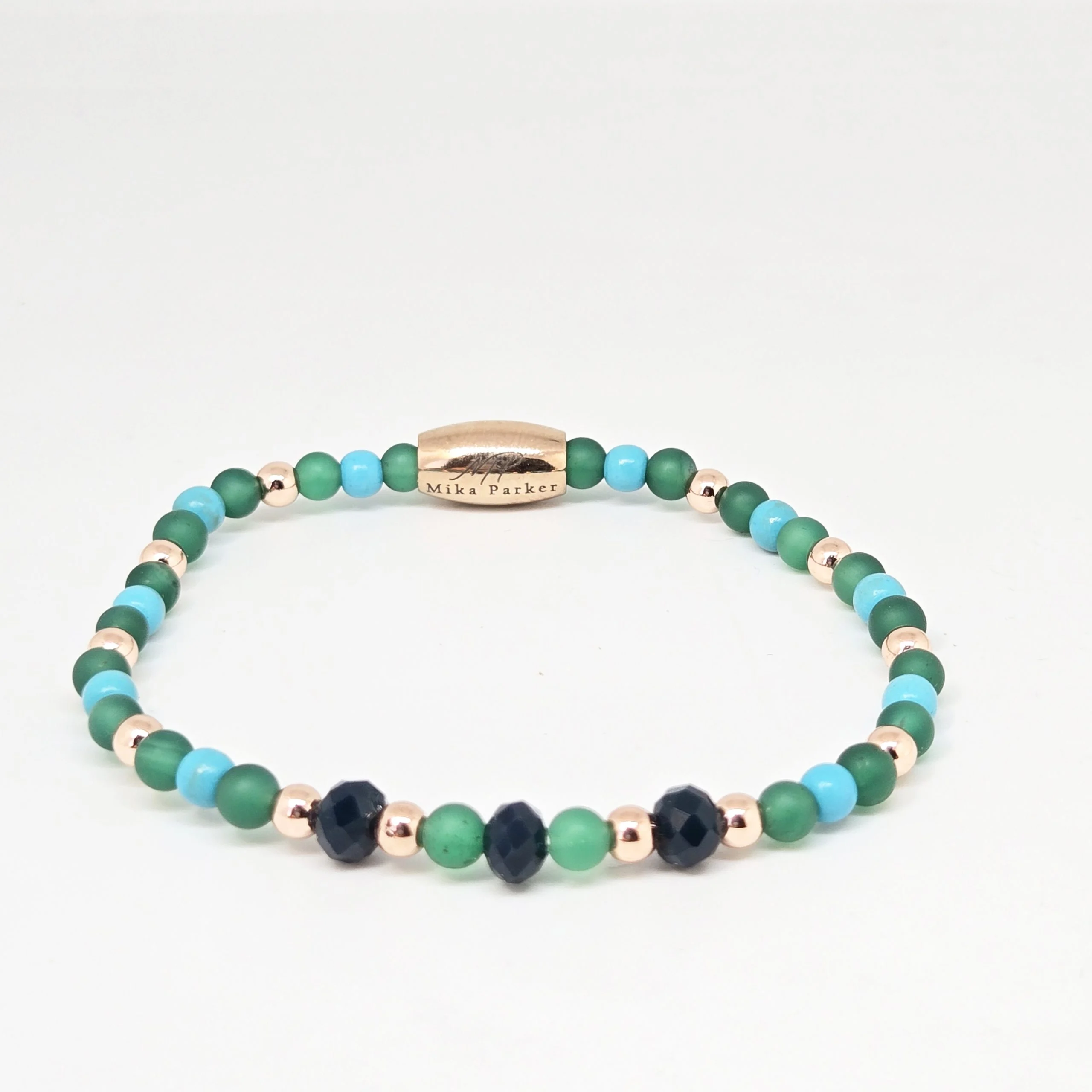 Green & Blue — handmade gemstone bracelet by Mika, Tbilisi
