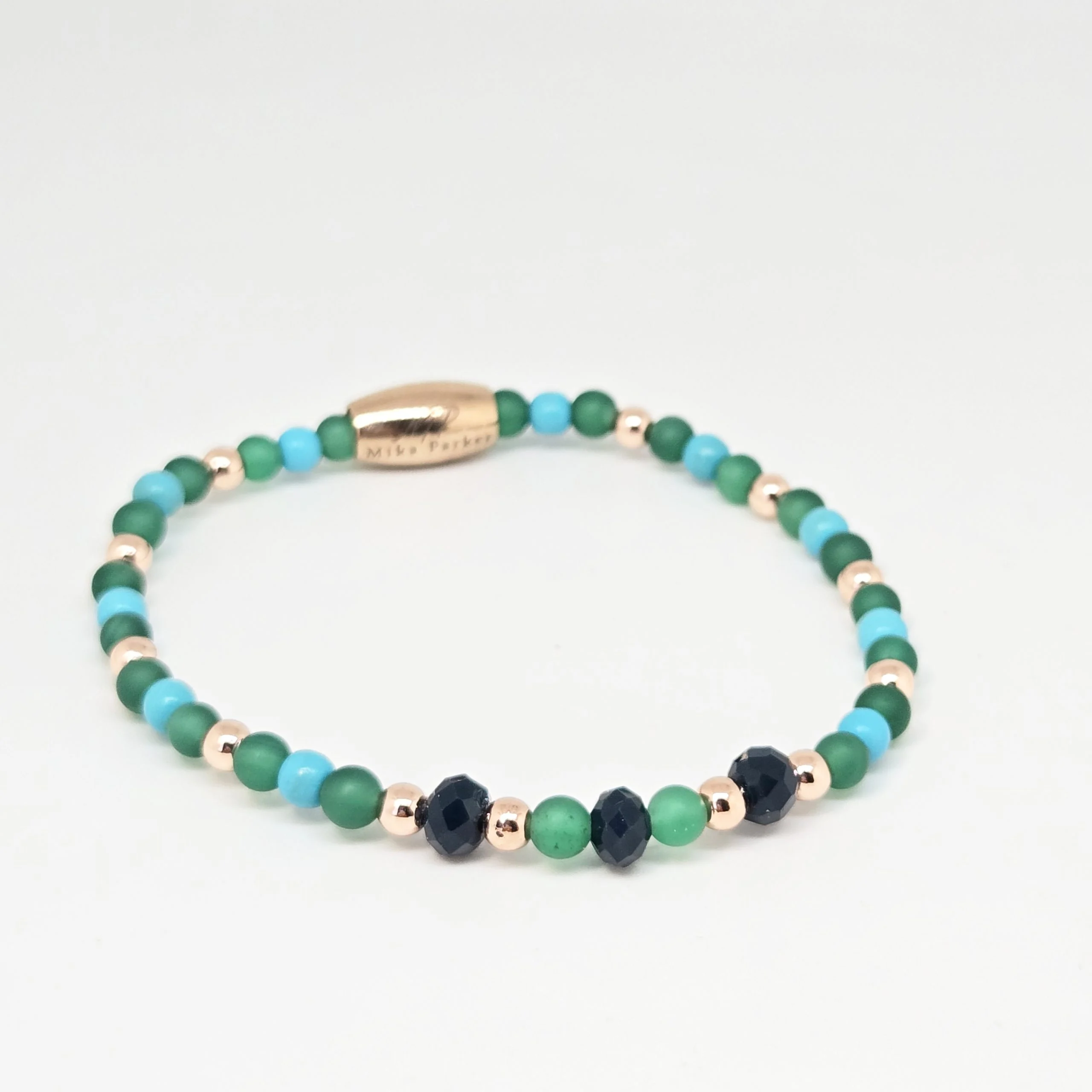 Green & Blue — handmade gemstone bracelet by Mika, Tbilisi