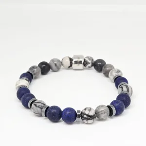 Jasper, Lapis Lazuli, Hematite — handmade gemstone bracelet by Mika, Tbilisi