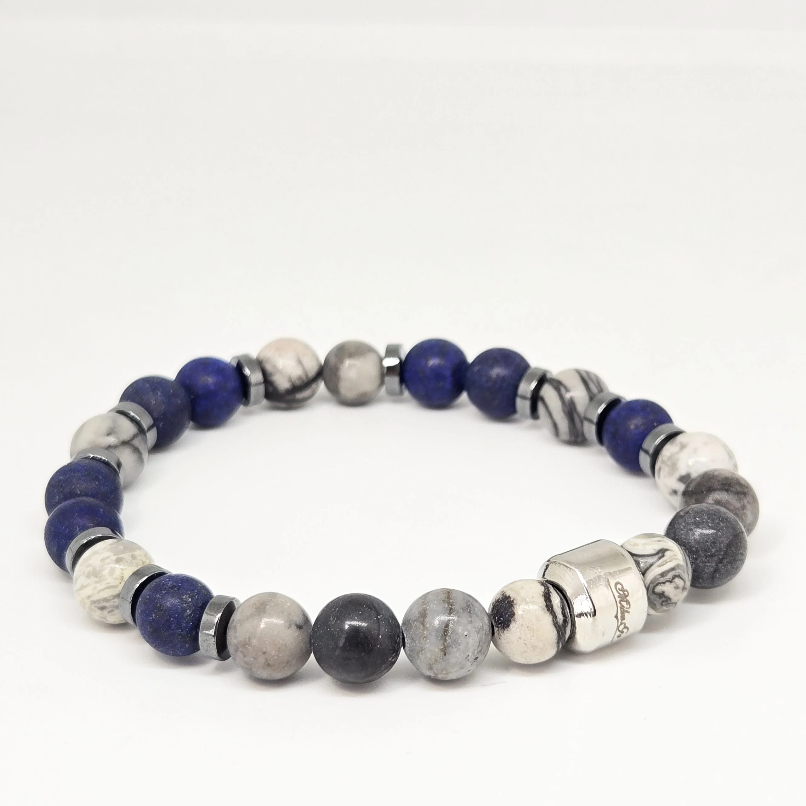 Jasper, Lapis Lazuli, Hematite — handmade gemstone bracelet by Mika, Tbilisi