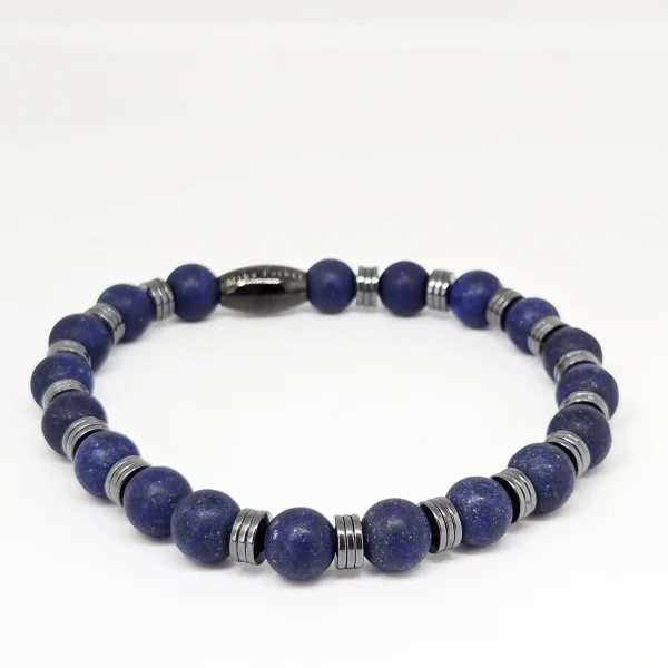 Lapis Lazuli with Hematite — handmade gemstone bracelet by Mika, Tbilisi