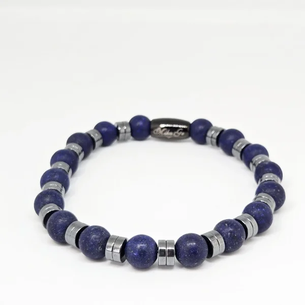 Lapis Lazuli with Hematite 2 — handmade gemstone bracelet by Mika, Tbilisi