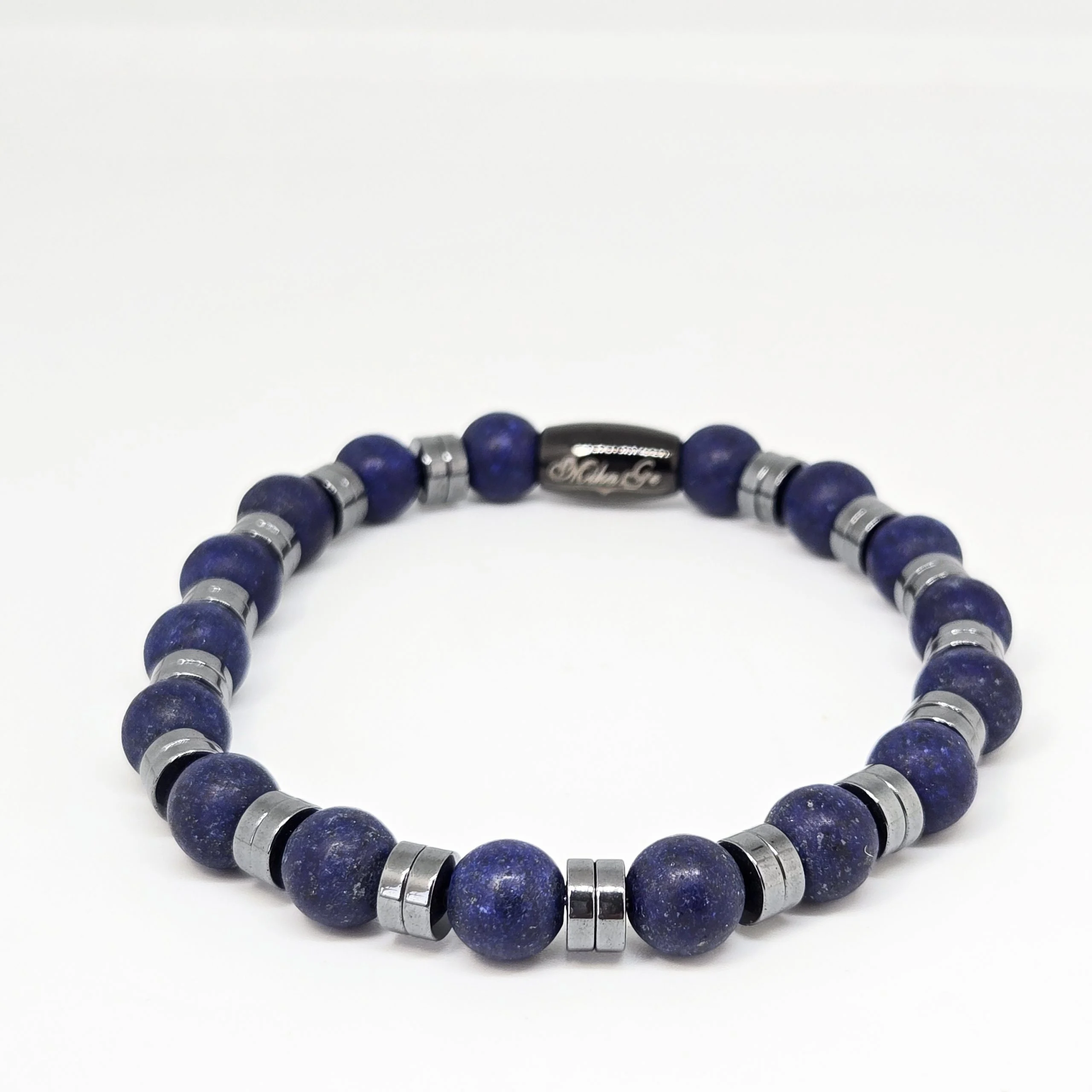Lapis Lazuli with Hematite 2 — handmade gemstone bracelet by Mika, Tbilisi