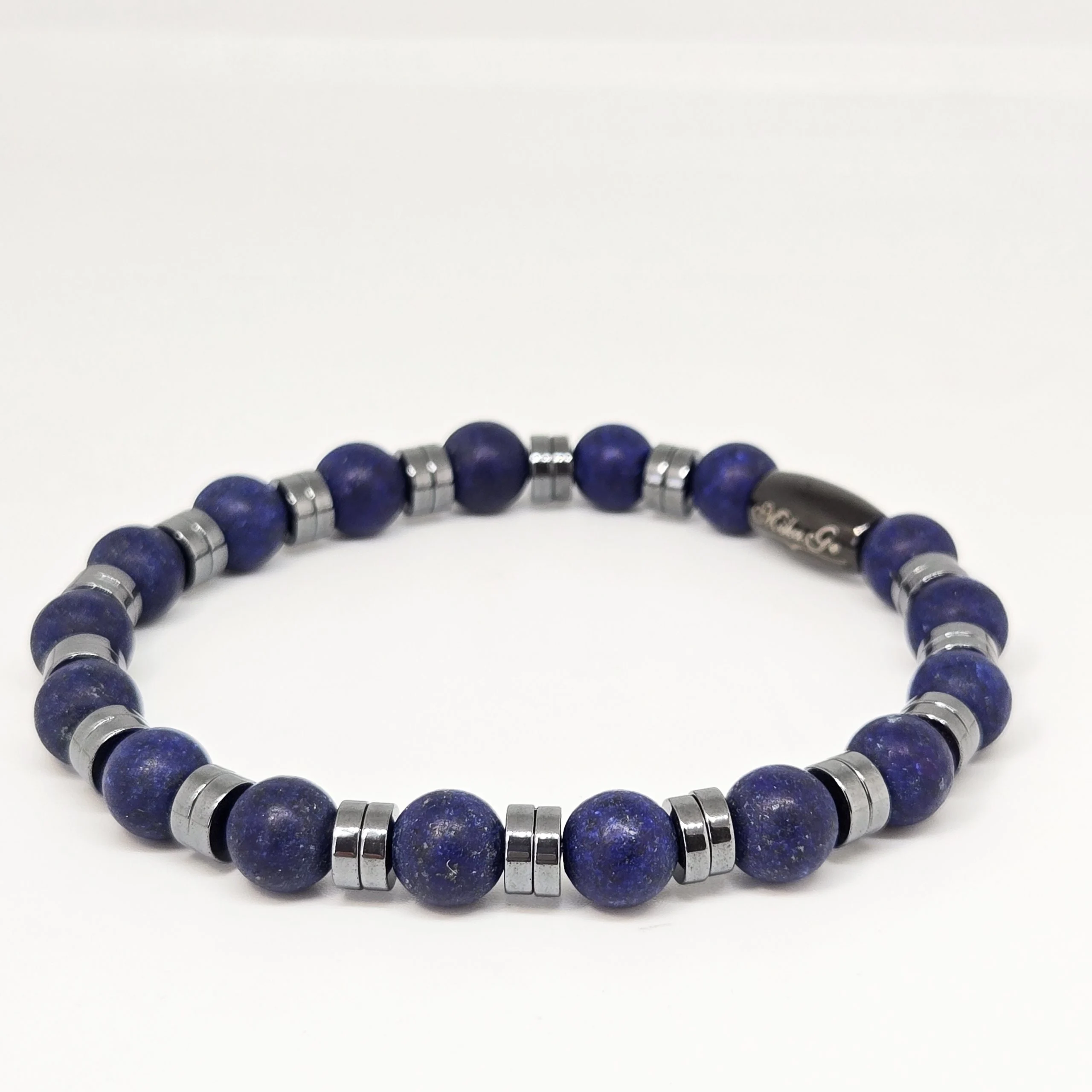 Lapis Lazuli with Hematite 2 — handmade gemstone bracelet by Mika, Tbilisi