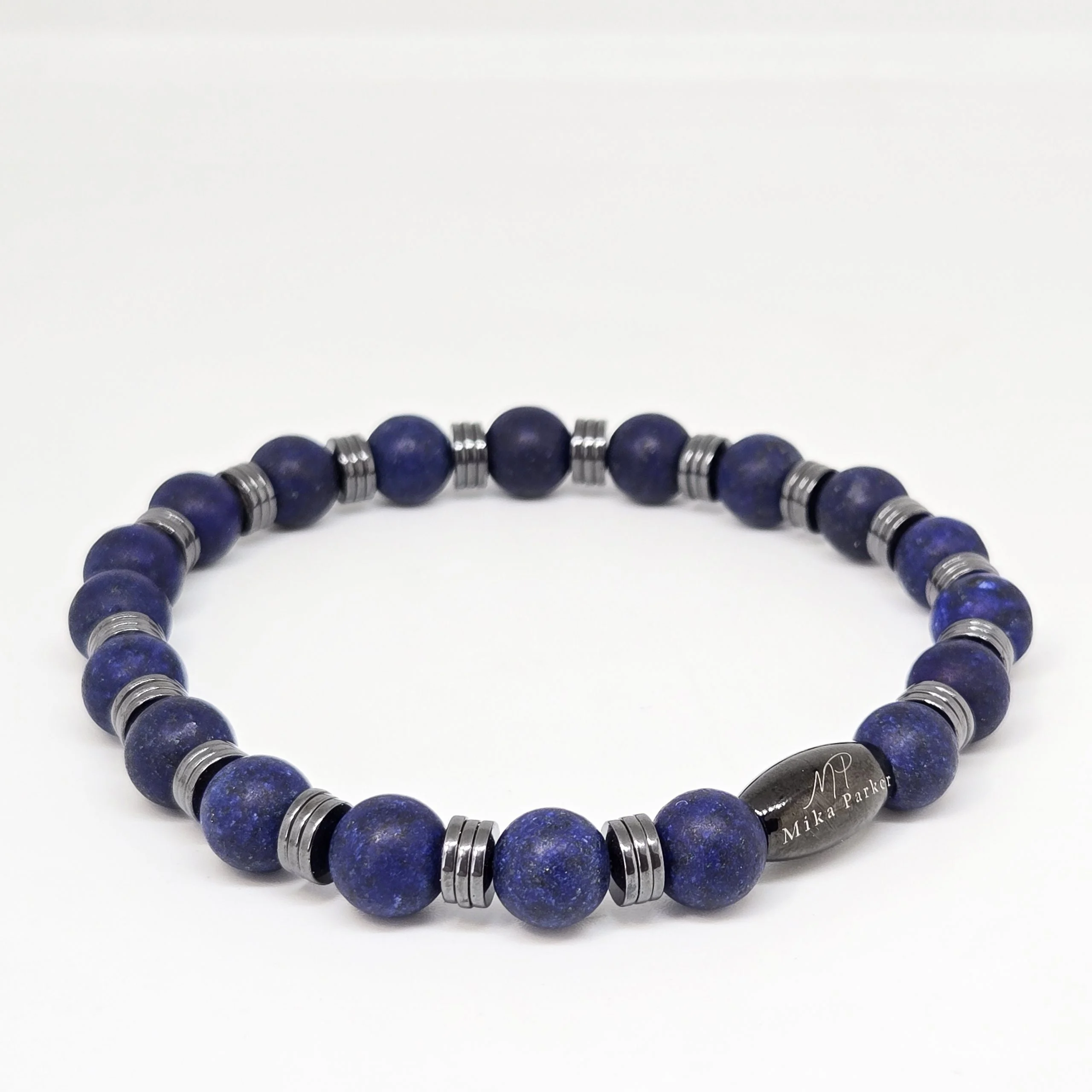 Lapis Lazuli with Hematite — handmade gemstone bracelet by Mika, Tbilisi