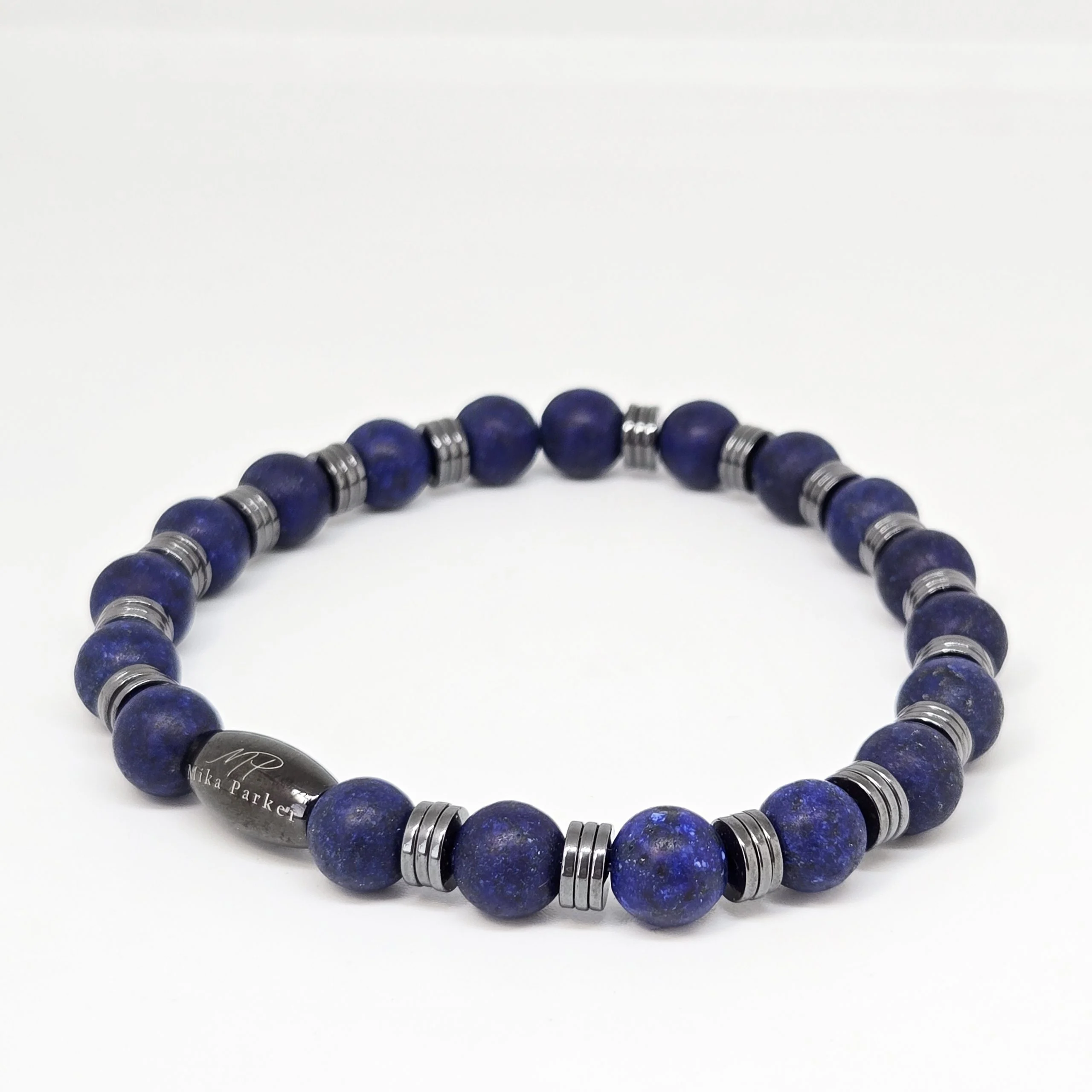 Lapis Lazuli with Hematite — handmade gemstone bracelet by Mika, Tbilisi